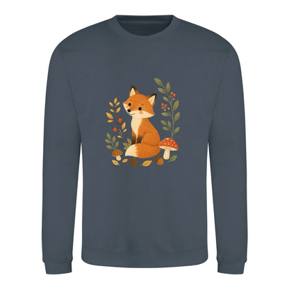 Fox Among the Toadstools Adult Sweatshirt - Once Upon a Woodland Airforce Blue colour variant image