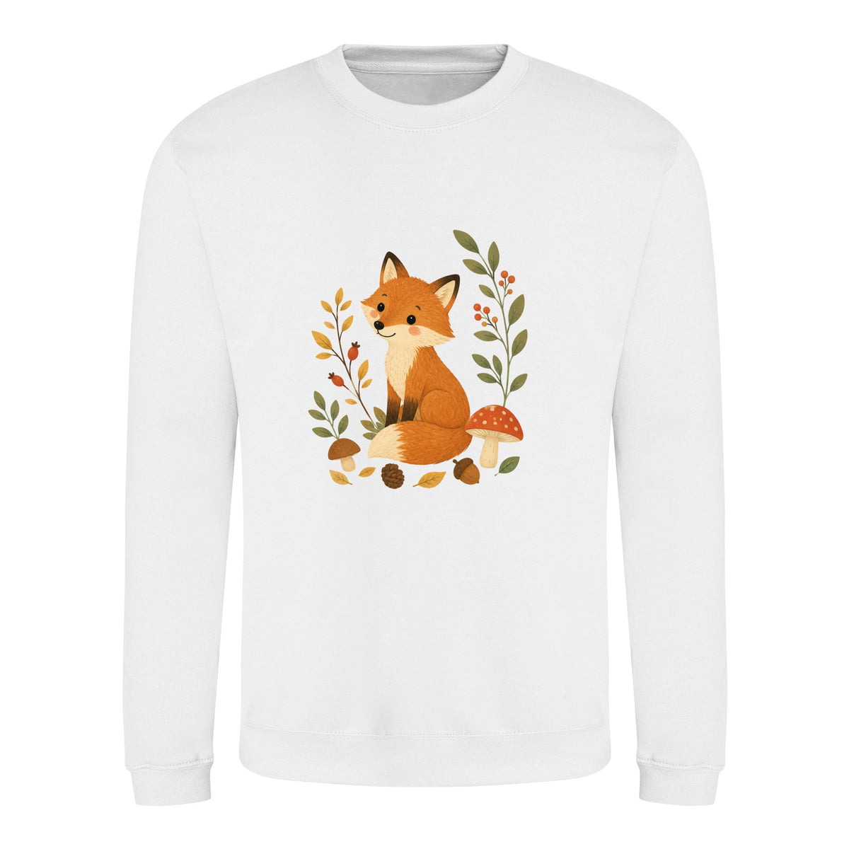 Fox Among the Toadstools Adult Sweatshirt - Once Upon a Woodland Arctic White colour variant image