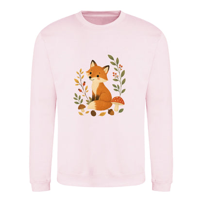 Fox Among the Toadstools Adult Sweatshirt - Once Upon a Woodland Baby Pink colour variant image