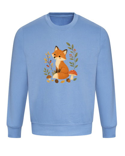 Fox Among the Toadstools Adult Sweatshirt - Once Upon a Woodland Cornflower Blue colour variant image