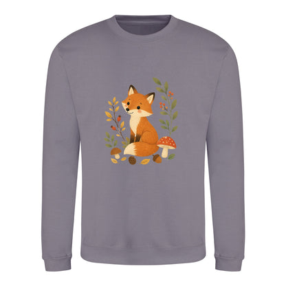 Fox Among the Toadstools Adult Sweatshirt - Once Upon a Woodland Dusty Lilac colour variant image