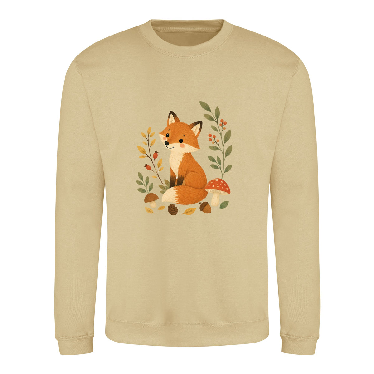 Fox Among the Toadstools Adult Sweatshirt - Once Upon a Woodland Desert Sand colour variant image