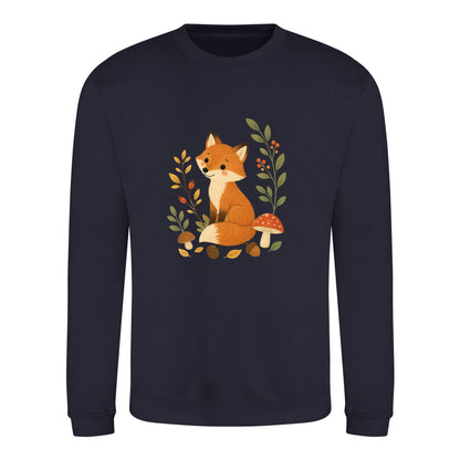 Fox Among the Toadstools Adult Sweatshirt - Once Upon a Woodland French Navy colour variant image