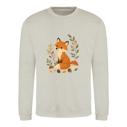 Fox Among the Toadstools Adult Sweatshirt - Once Upon a Woodland Natural Stone colour variant image