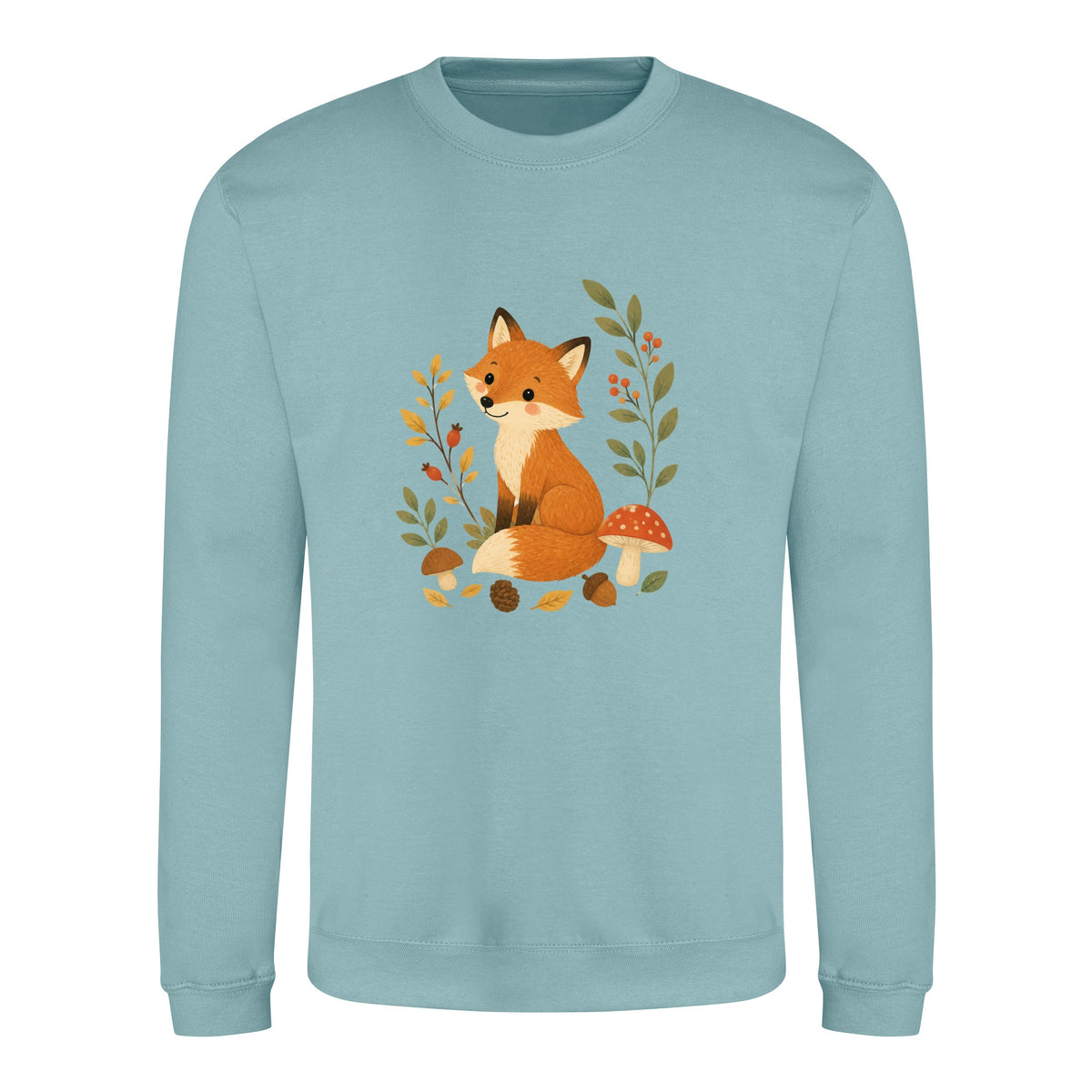 Fox Among the Toadstools Adult Sweatshirt - Once Upon a Woodland Seafoam colour variant image