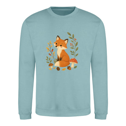 Fox Among the Toadstools Adult Sweatshirt - Once Upon a Woodland Seafoam colour variant image