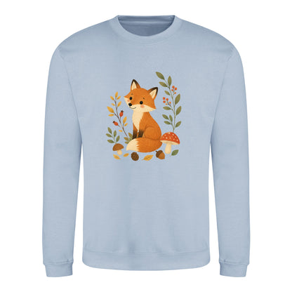 Fox Among the Toadstools Adult Sweatshirt - Once Upon a Woodland Sky Blue colour variant image