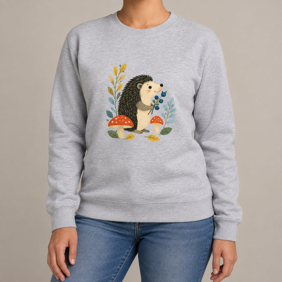 Hedgehog's Berry Harvest Adult Sweatshirt - Once Upon a Woodland lead image