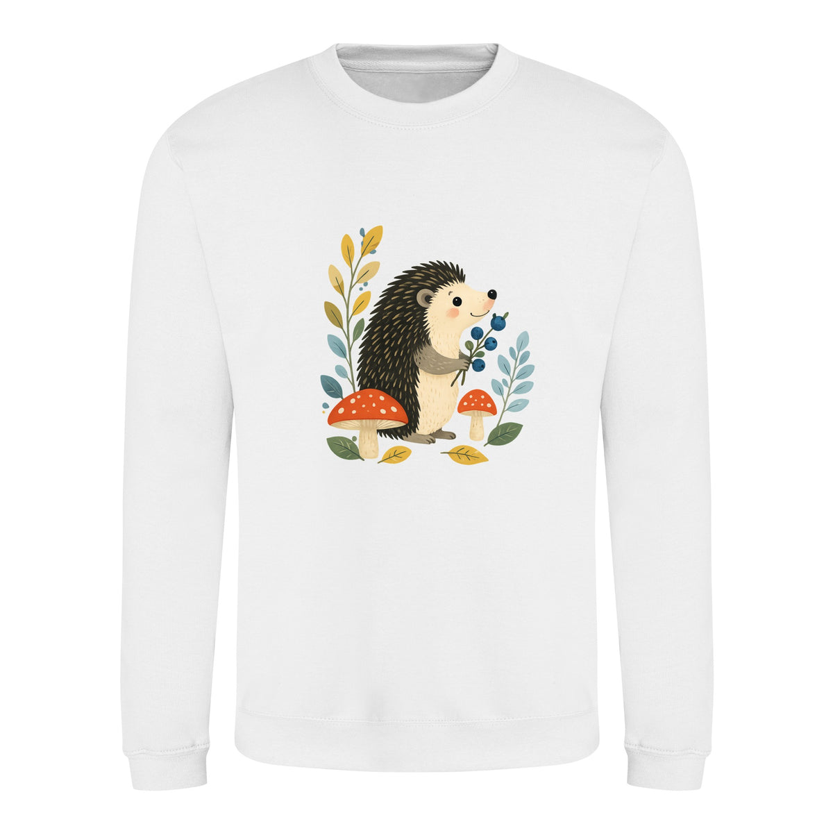 Hedgehog's Berry Harvest Adult Sweatshirt - Once Upon a Woodland Arctic White colour variant image