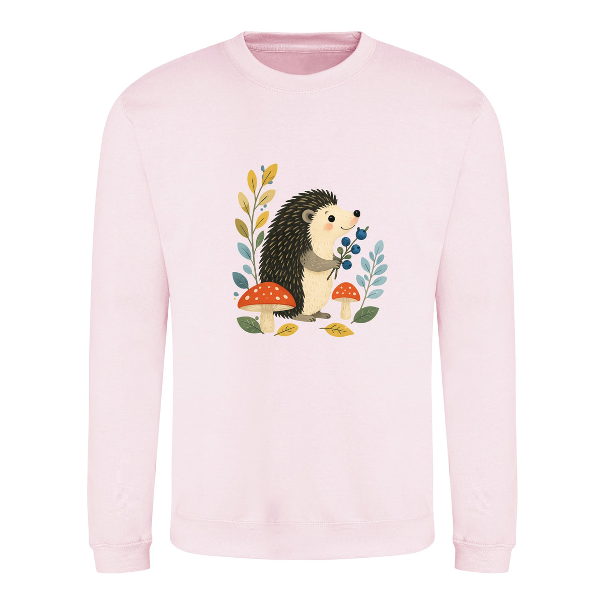Hedgehog's Berry Harvest Adult Sweatshirt - Once Upon a Woodland Baby Pink colour variant image