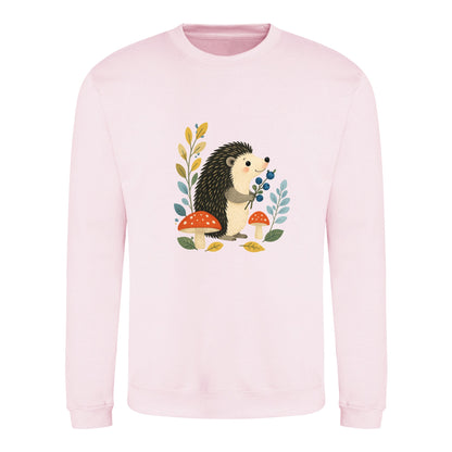Hedgehog's Berry Harvest Adult Sweatshirt - Once Upon a Woodland Baby Pink colour variant image