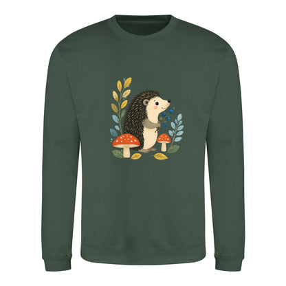 Hedgehog's Berry Harvest Adult Sweatshirt - Once Upon a Woodland Bottle Green colour variant image