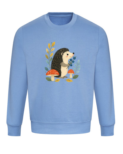 Hedgehog's Berry Harvest Adult Sweatshirt - Once Upon a Woodland Cornflower Blue colour variant image