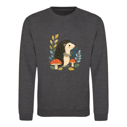 Hedgehog's Berry Harvest Adult Sweatshirt - Once Upon a Woodland Charcoal colour variant image