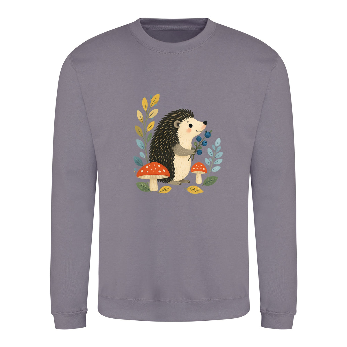 Hedgehog's Berry Harvest Adult Sweatshirt - Once Upon a Woodland Dusty Lilac colour variant image