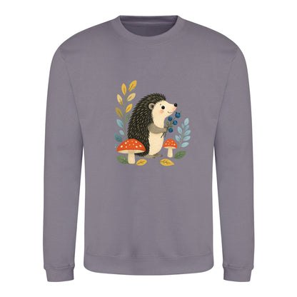 Hedgehog's Berry Harvest Adult Sweatshirt - Once Upon a Woodland Dusty Lilac colour variant image