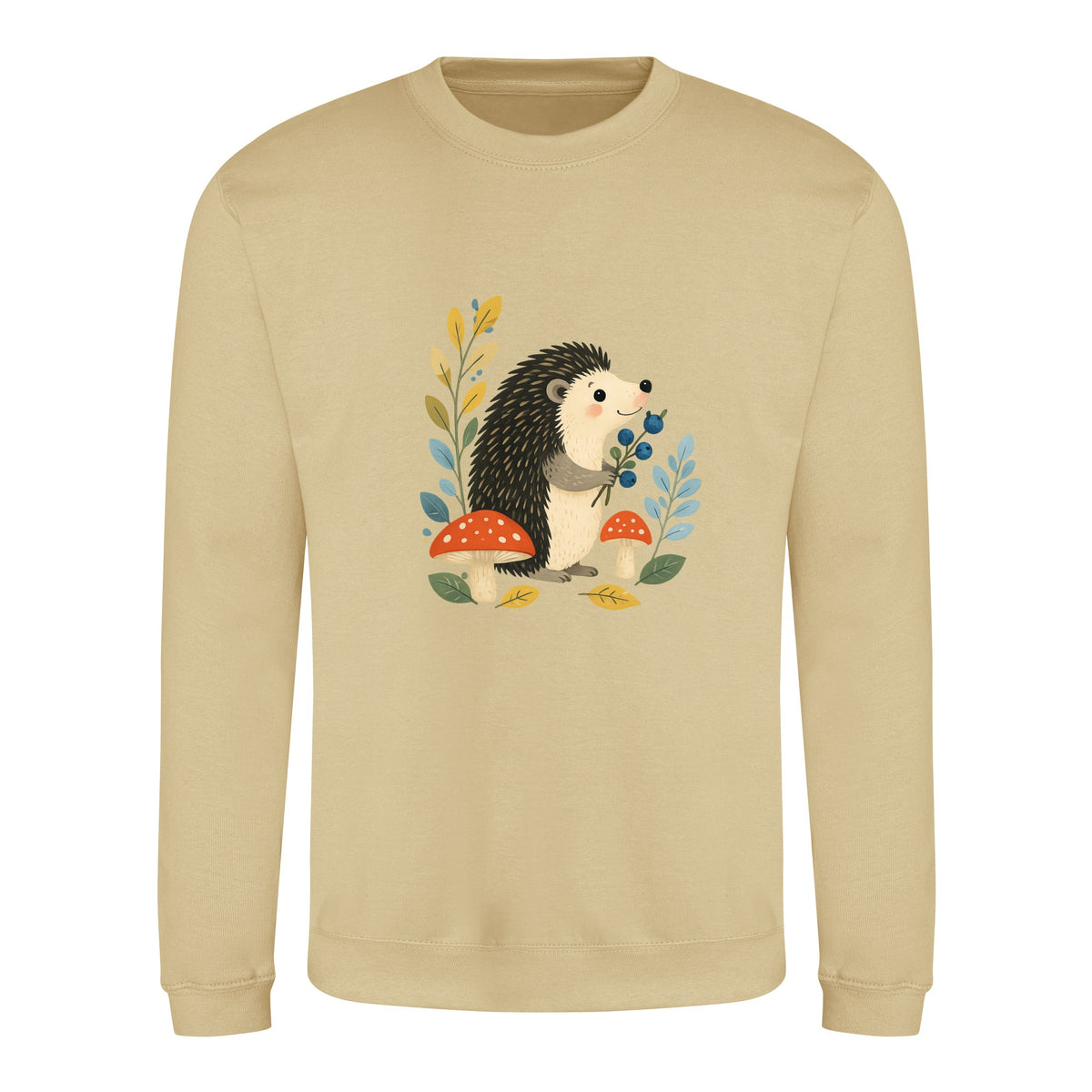 Hedgehog's Berry Harvest Adult Sweatshirt - Once Upon a Woodland Desert Sand colour variant image