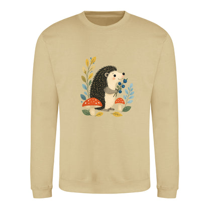 Hedgehog's Berry Harvest Adult Sweatshirt - Once Upon a Woodland Desert Sand colour variant image