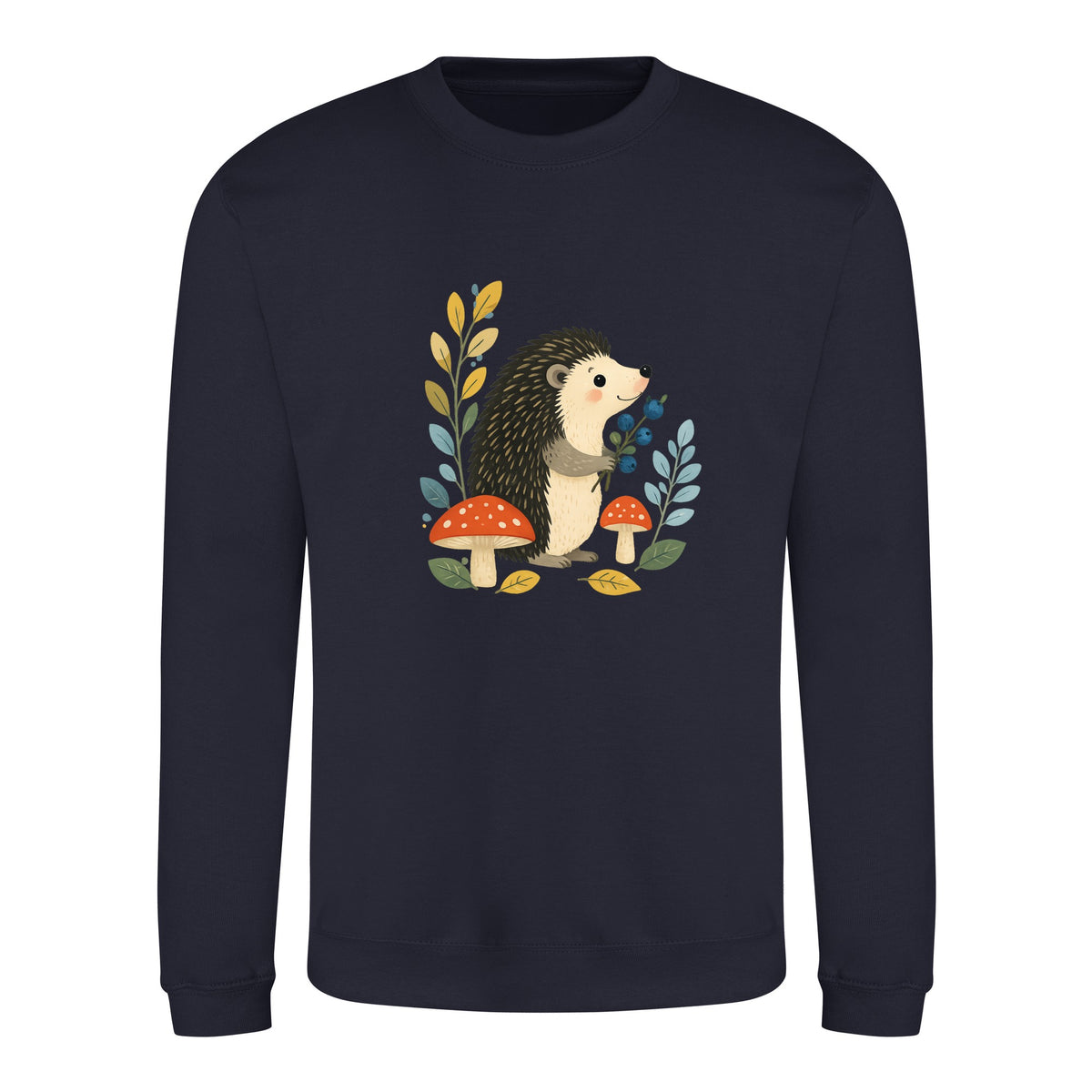 Hedgehog's Berry Harvest Adult Sweatshirt - Once Upon a Woodland French Navy colour variant image