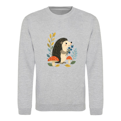 Hedgehog's Berry Harvest Adult Sweatshirt - Once Upon a Woodland Heather Grey colour variant image