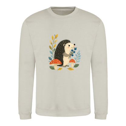 Hedgehog's Berry Harvest Adult Sweatshirt - Once Upon a Woodland Natural Stone colour variant image