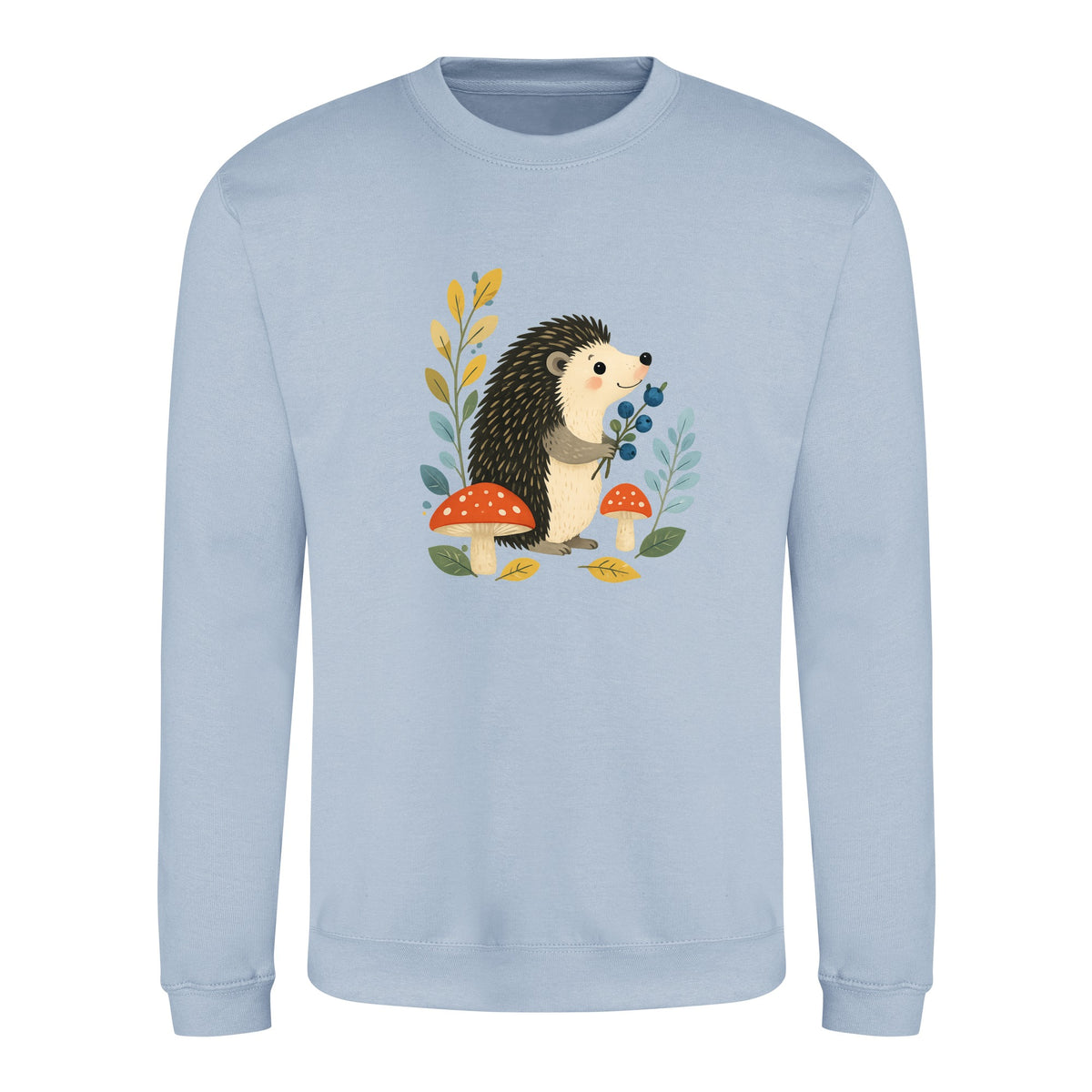 Hedgehog's Berry Harvest Adult Sweatshirt - Once Upon a Woodland Sky Blue colour variant image
