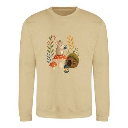 Mouse at Mushroom Cottage Adult Sweatshirt - Once Upon a Woodland Desert Sand colour variant image