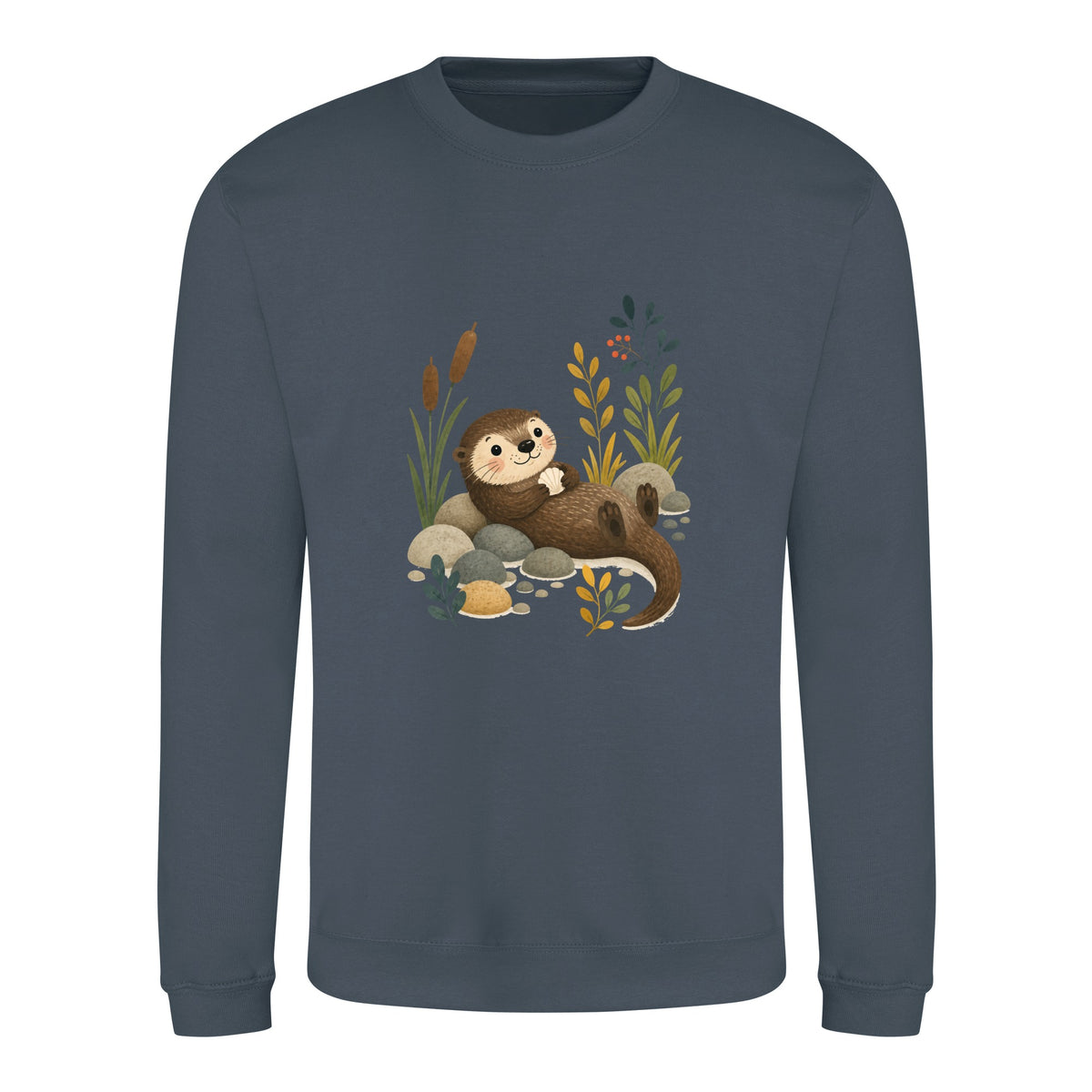 Otter by the Reeds Adult Sweatshirt - Once Upon a Woodland Airforce Blue colour variant image