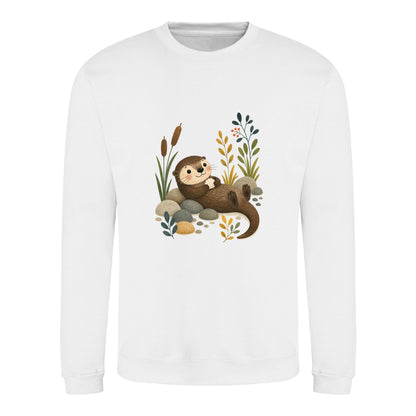 Otter by the Reeds Adult Sweatshirt - Once Upon a Woodland Arctic White colour variant image