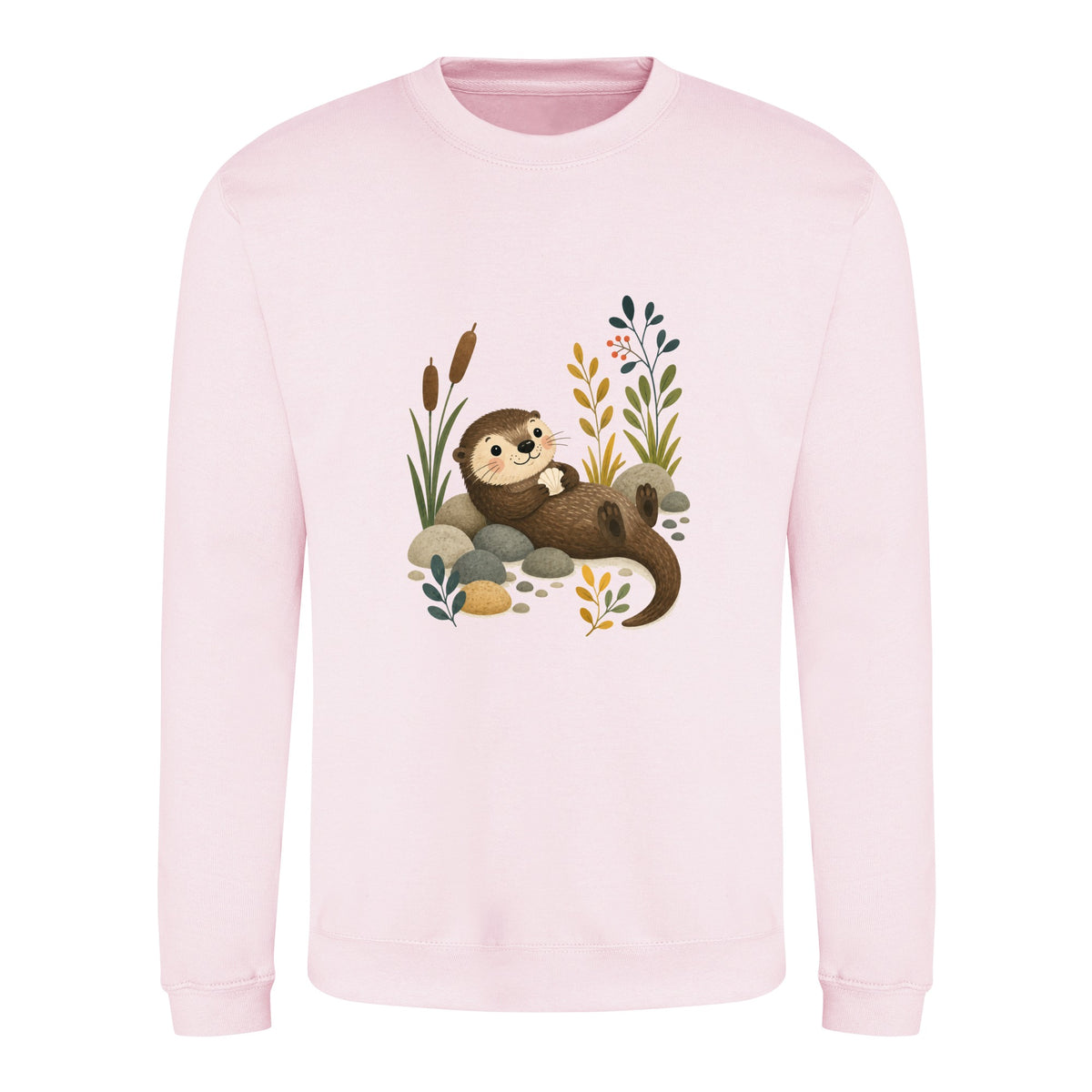 Otter by the Reeds Adult Sweatshirt - Once Upon a Woodland Baby Pink colour variant image