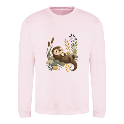 Otter by the Reeds Adult Sweatshirt - Once Upon a Woodland Baby Pink colour variant image