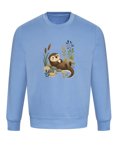 Otter by the Reeds Adult Sweatshirt - Once Upon a Woodland Cornflower Blue colour variant image