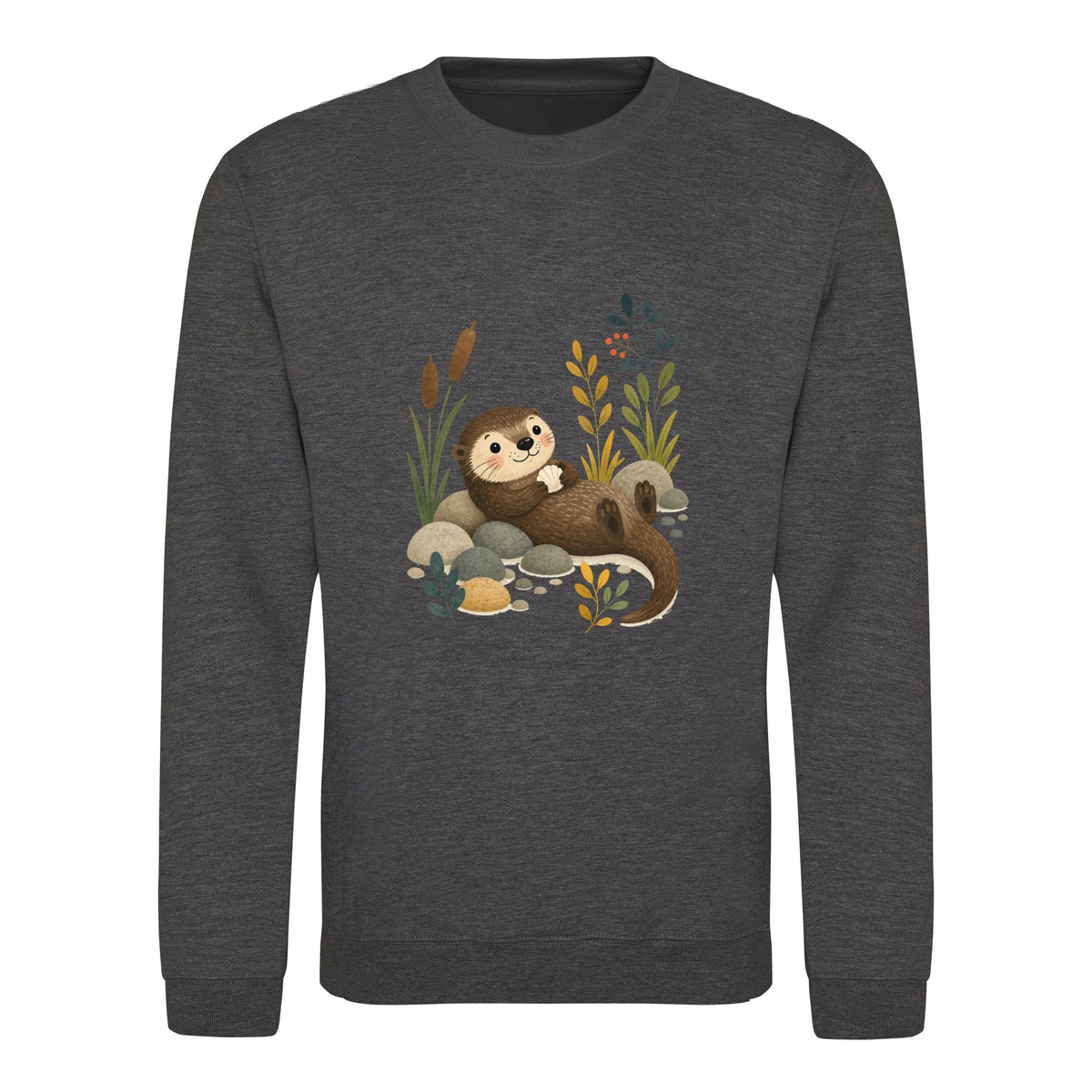 Otter by the Reeds Adult Sweatshirt - Once Upon a Woodland Charcoal colour variant image