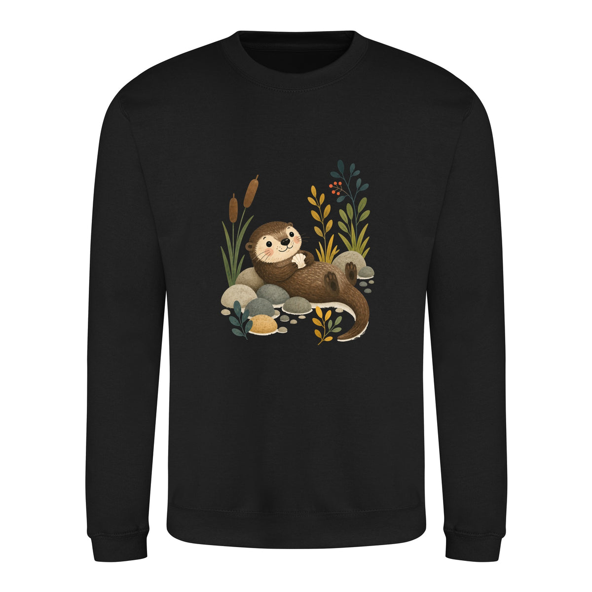 Otter by the Reeds Adult Sweatshirt - Once Upon a Woodland Deep Black colour variant image