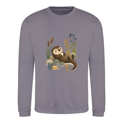 Otter by the Reeds Adult Sweatshirt - Once Upon a Woodland Dusty Lilac colour variant image