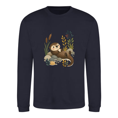 Otter by the Reeds Adult Sweatshirt - Once Upon a Woodland French Navy colour variant image