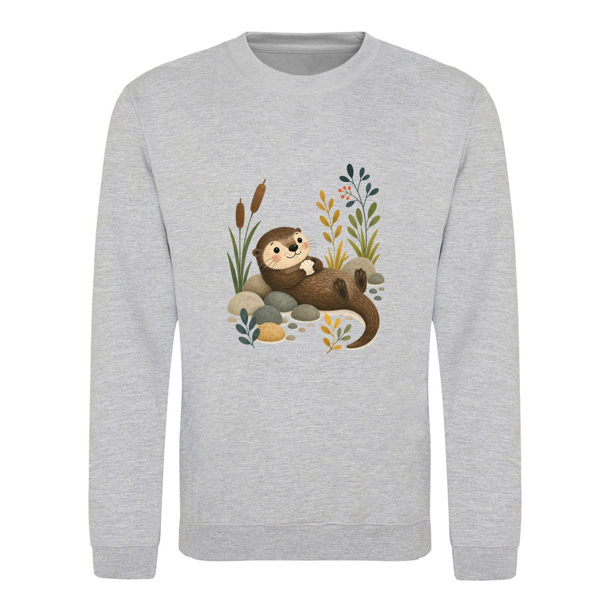 Otter by the Reeds Adult Sweatshirt - Once Upon a Woodland Heather Grey colour variant image