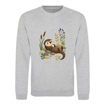 Otter by the Reeds Adult Sweatshirt - Once Upon a Woodland Heather Grey colour variant image