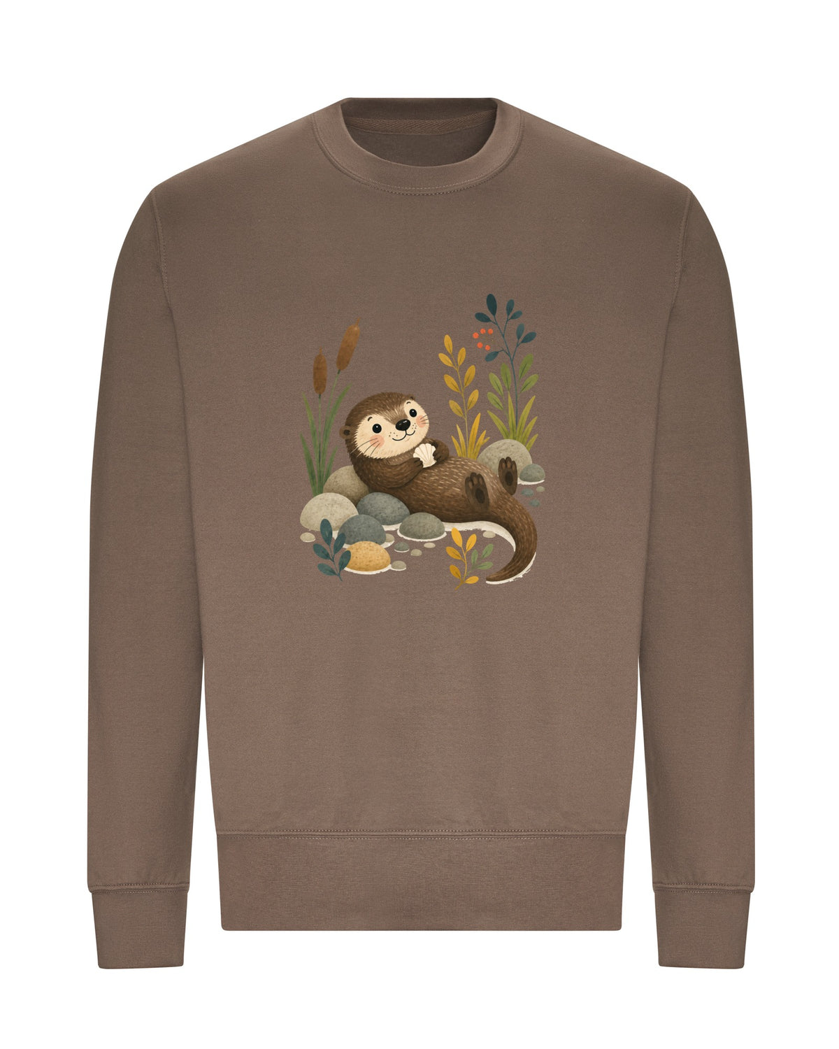 Otter by the Reeds Adult Sweatshirt - Once Upon a Woodland Mocha Brown colour variant image