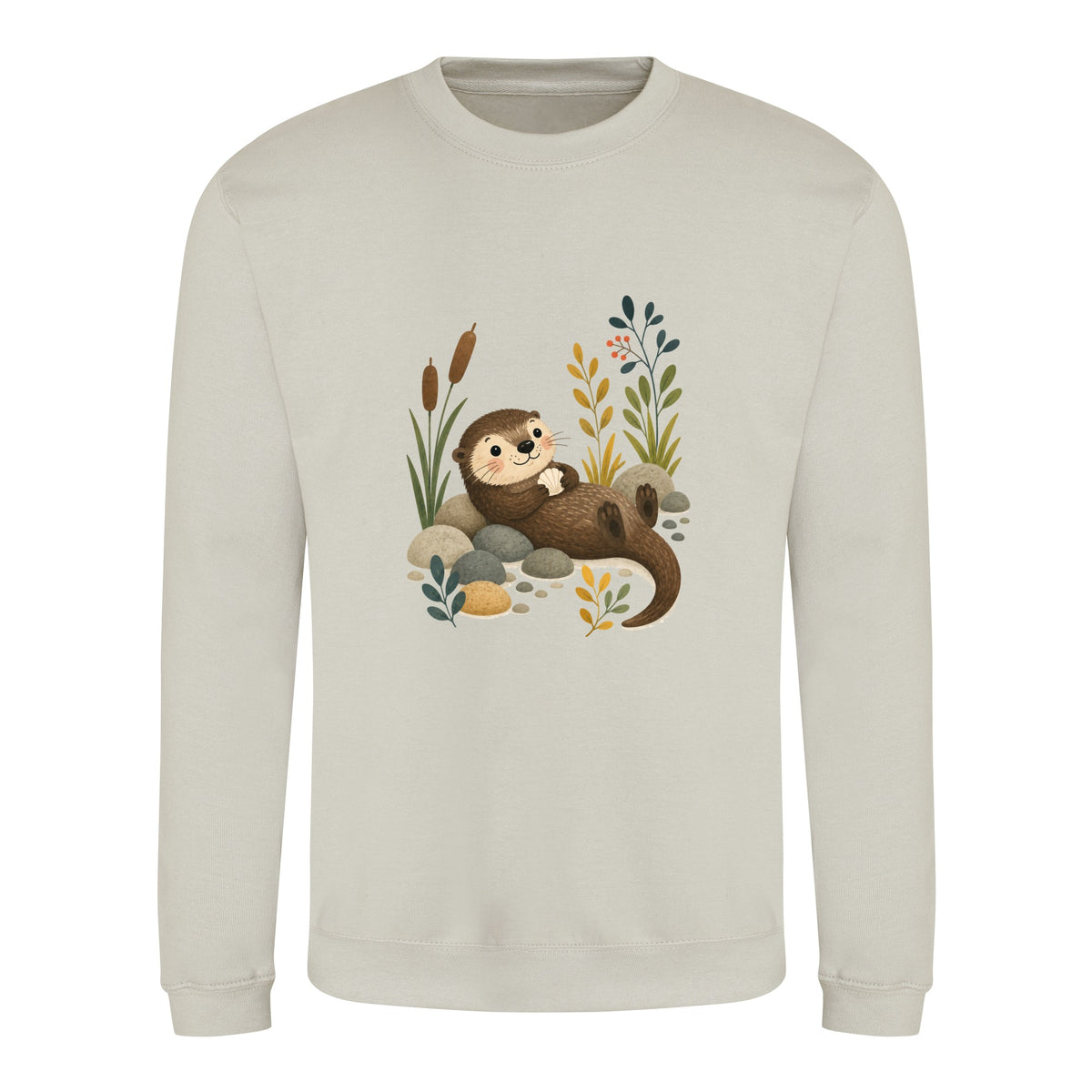 Otter by the Reeds Adult Sweatshirt - Once Upon a Woodland Natural Stone colour variant image