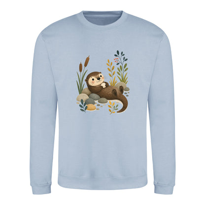Otter by the Reeds Adult Sweatshirt - Once Upon a Woodland Sky Blue colour variant image
