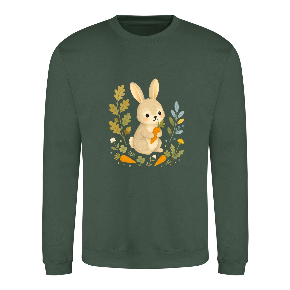 Rabbit's Carrot Patch Adult Sweatshirt - Once Upon a Woodland Bottle Green colour variant image
