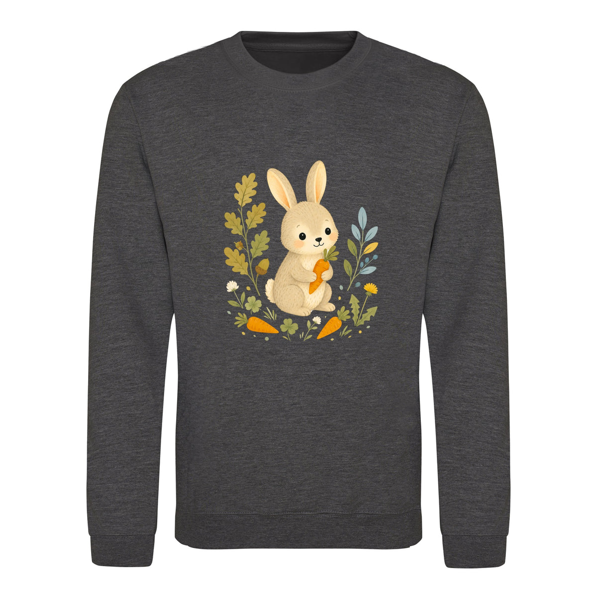 Rabbit's Carrot Patch Adult Sweatshirt - Once Upon a Woodland Charcoal colour variant image