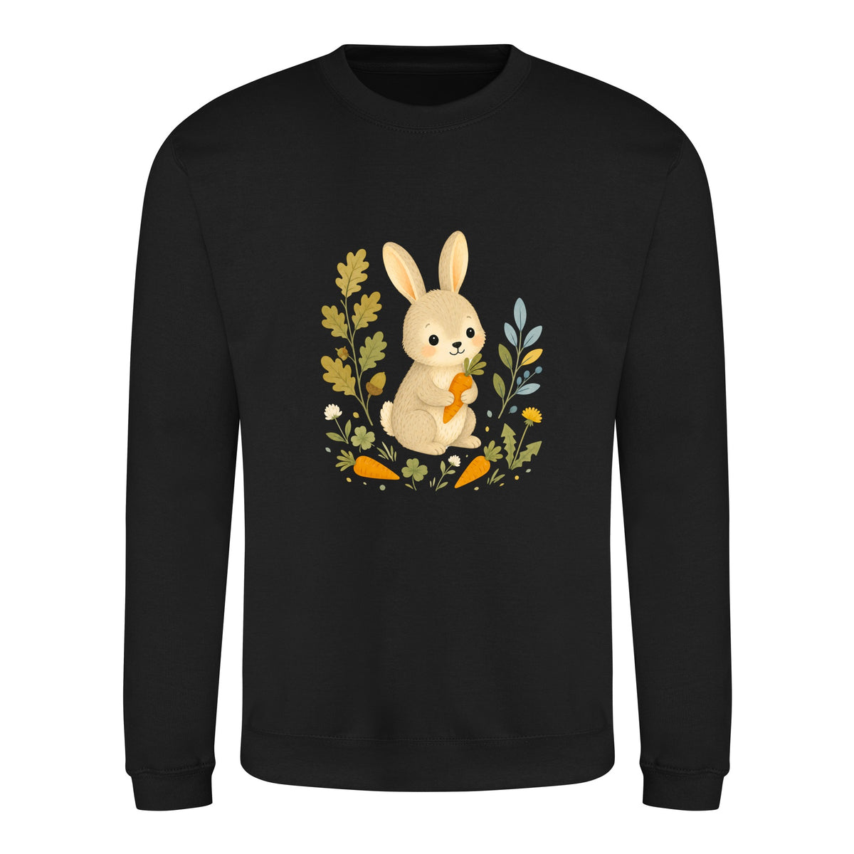 Rabbit's Carrot Patch Adult Sweatshirt - Once Upon a Woodland Deep Black colour variant image
