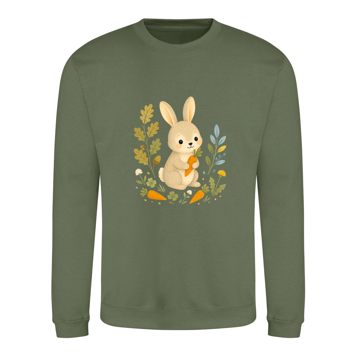 Rabbit's Carrot Patch Adult Sweatshirt - Once Upon a Woodland Earthy Green colour variant image