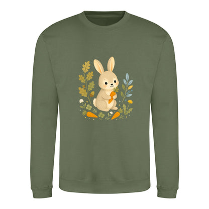 Rabbit's Carrot Patch Adult Sweatshirt - Once Upon a Woodland Earthy Green colour variant image