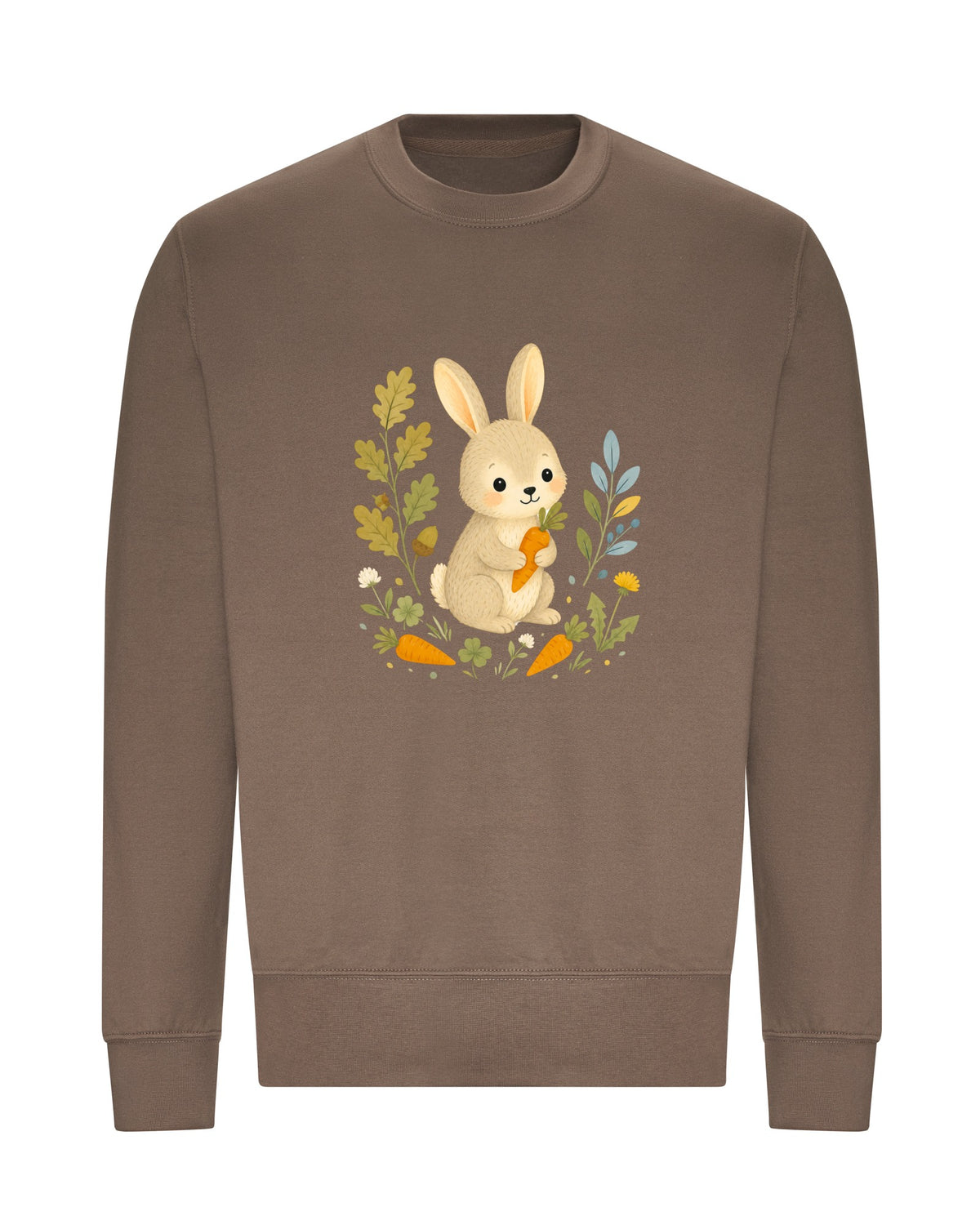 Rabbit's Carrot Patch Adult Sweatshirt - Once Upon a Woodland Mocha Brown colour variant image