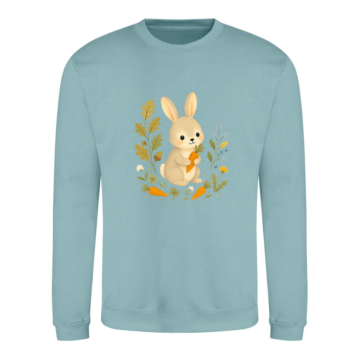 Rabbit's Carrot Patch Adult Sweatshirt - Once Upon a Woodland Seafoam colour variant image