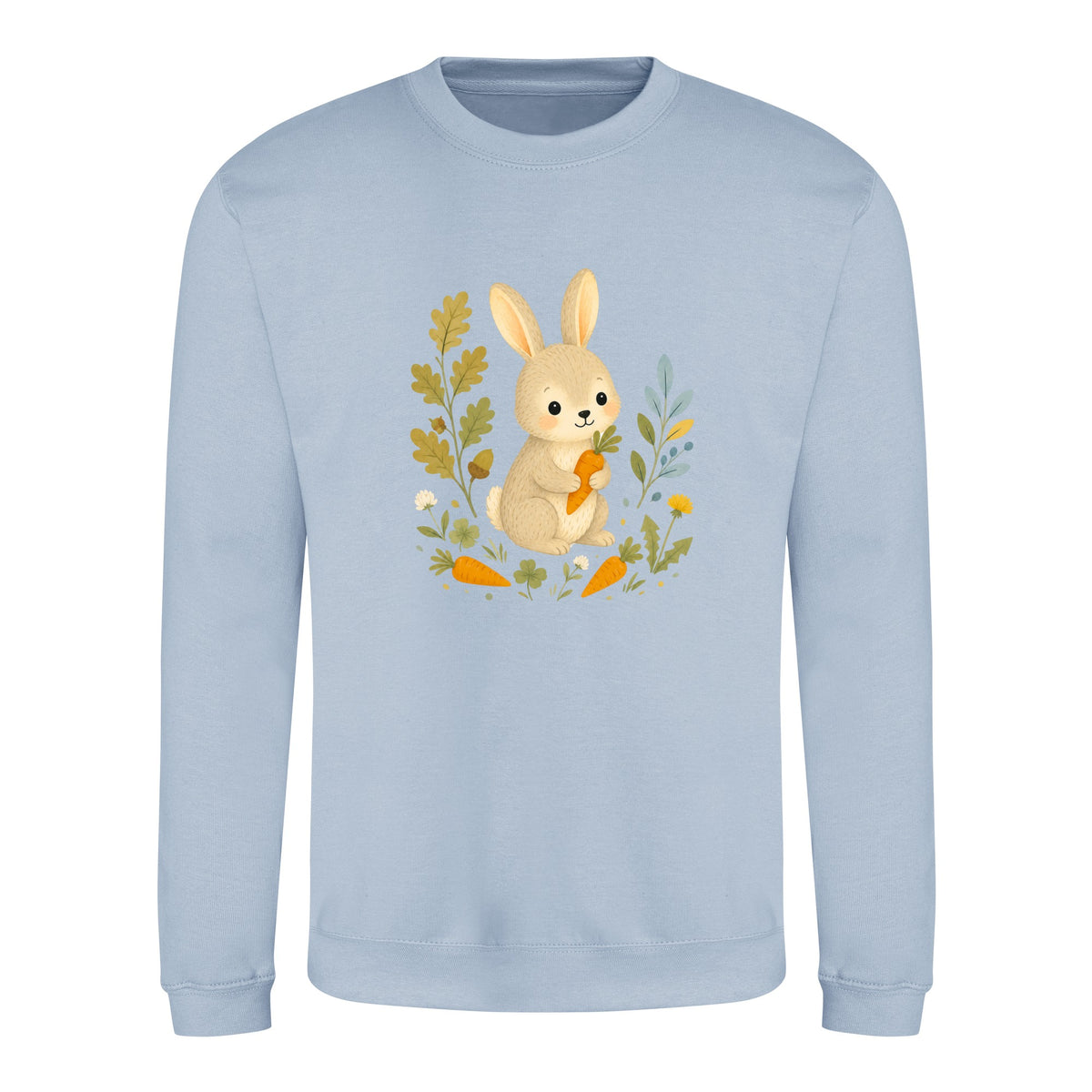 Rabbit's Carrot Patch Adult Sweatshirt - Once Upon a Woodland Sky Blue colour variant image