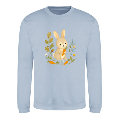 Rabbit's Carrot Patch Adult Sweatshirt - Once Upon a Woodland Sky Blue colour variant image